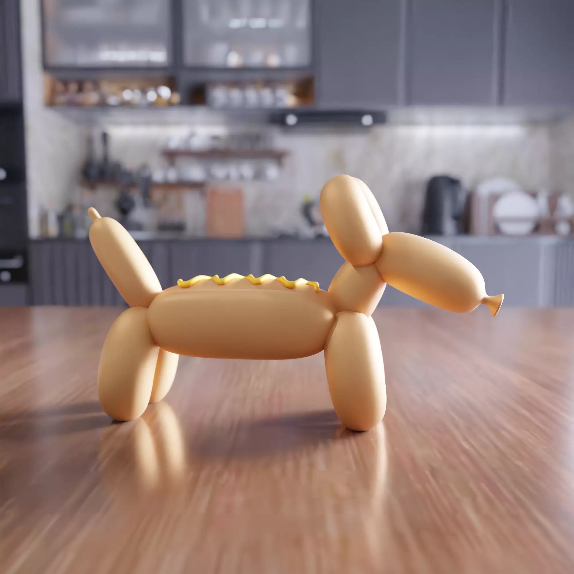 Hotdog-Shaped Sausage Dog Balloon Figure - 431 3D print model_1
