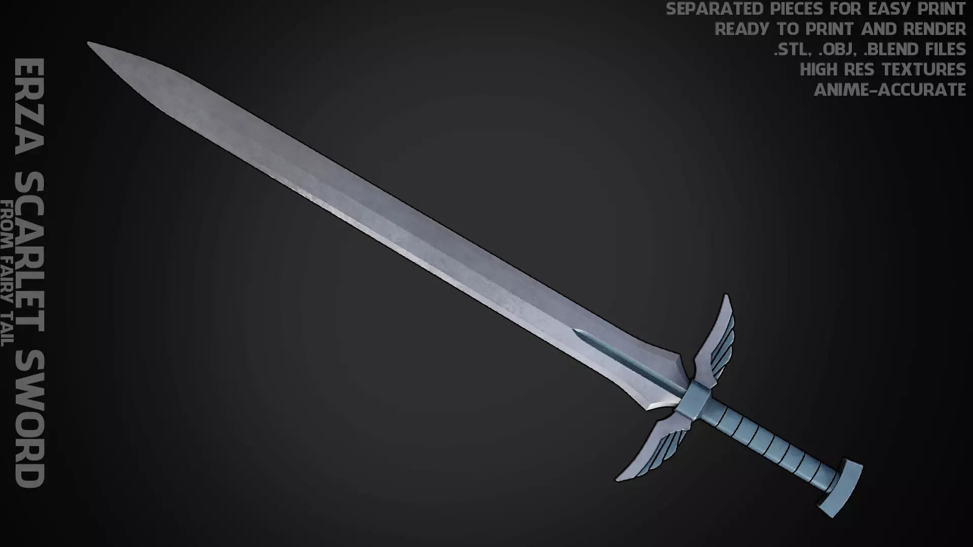 Fairy Tail Erza Scarlet Sword for Cosplay 3D print model_0