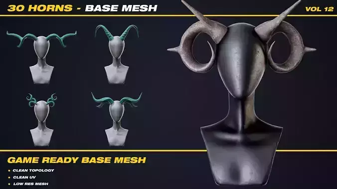 30 Horns Base Mesh - VOL 12 - Game Ready