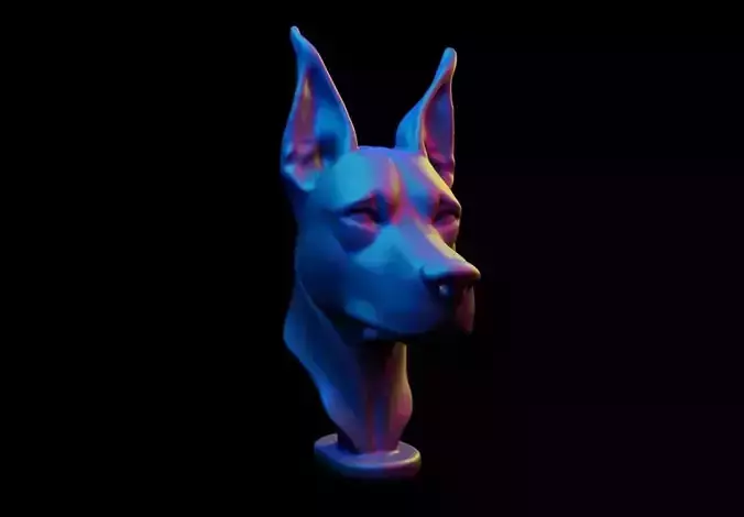 Dobermann Dog Head Statue Sculpture - 3D Printable Model 3D print model