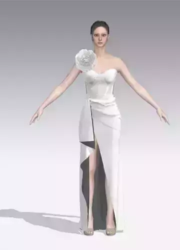 corset dress rufled skirt and slit 