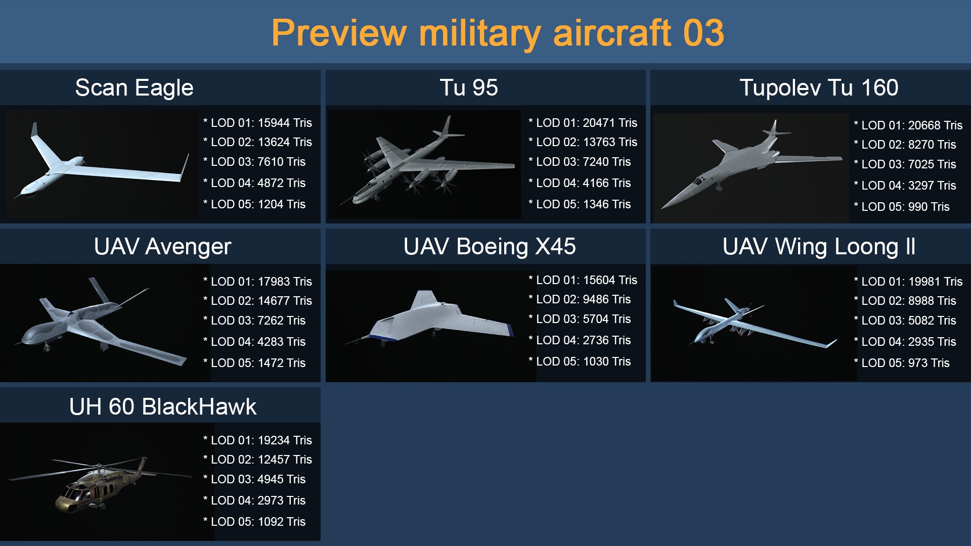 Asset - 25 military aircraft models - VR AR 3D Model Collection_2