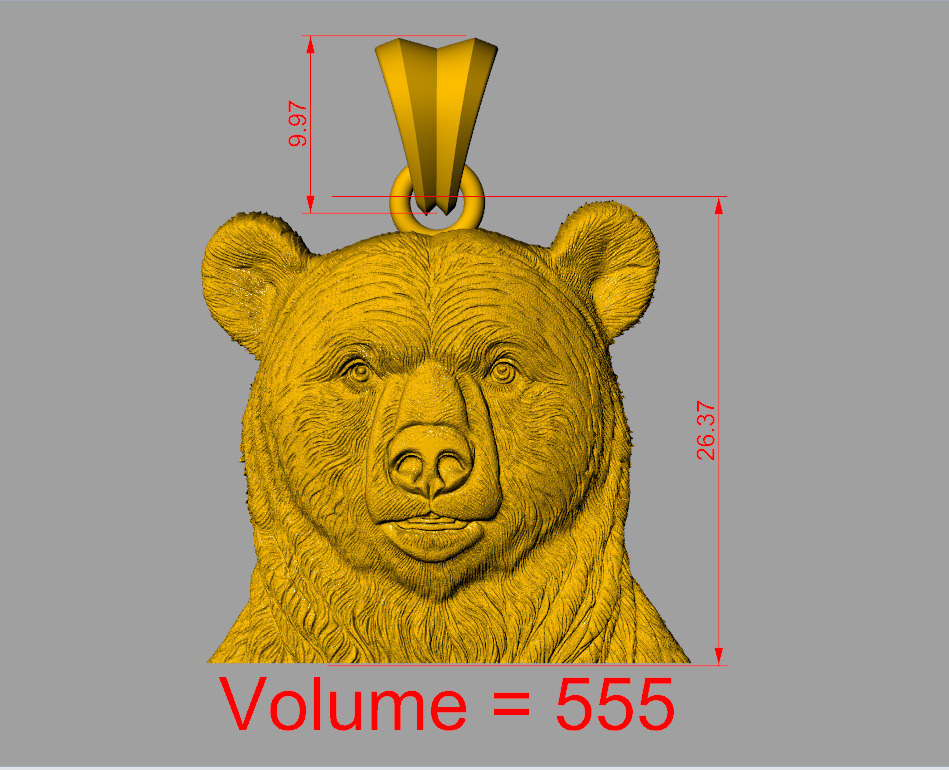 Bear head pendent  3D print model_8