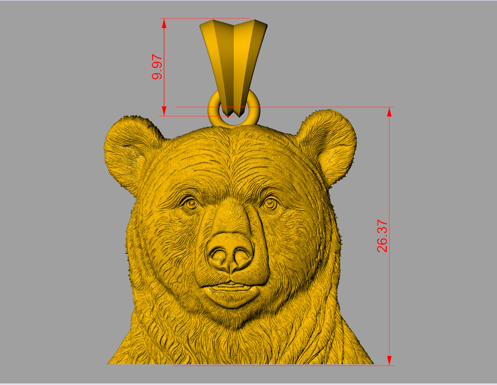 Bear head pendent  3D print model_7