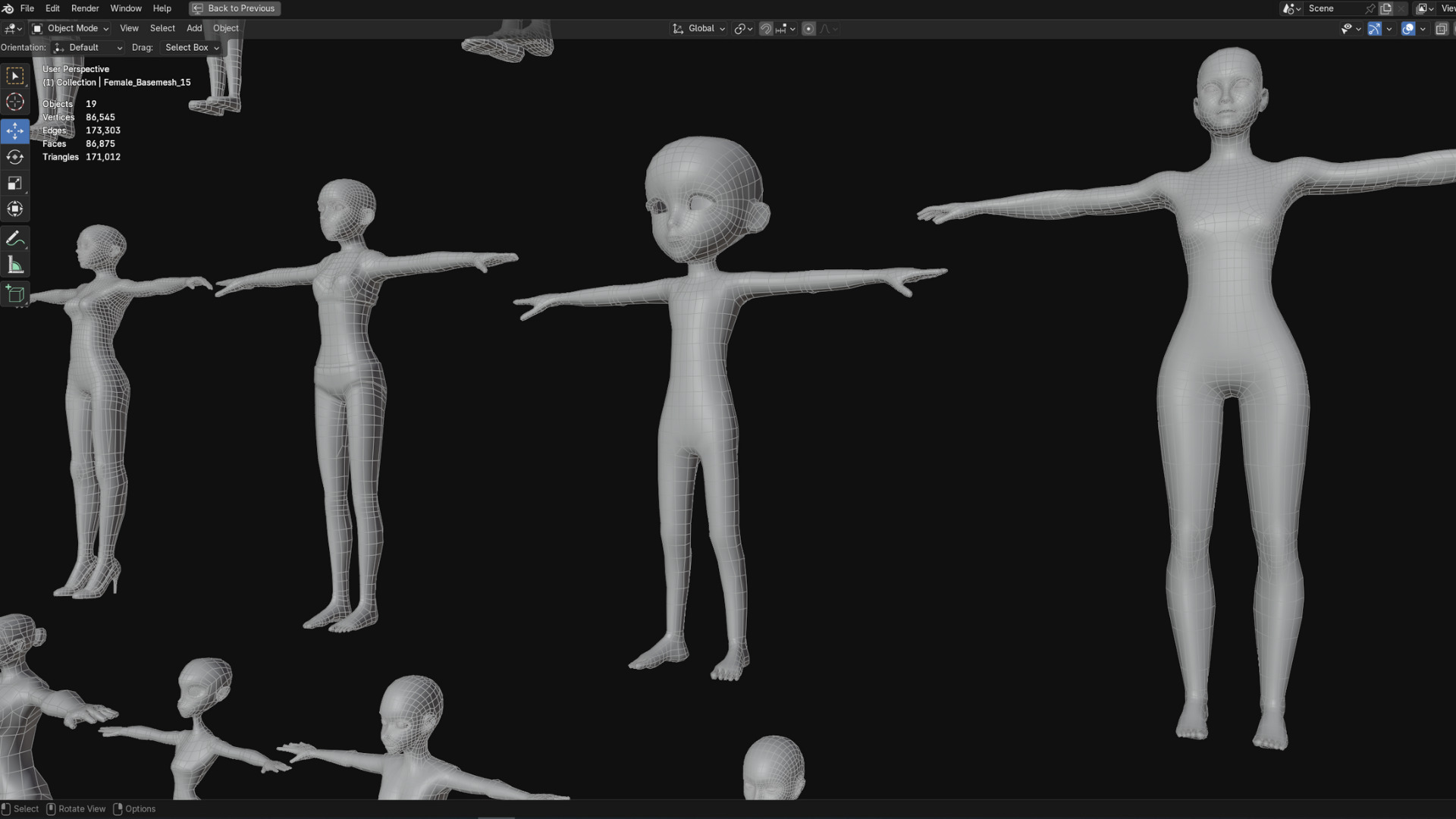 19 Stylized Female Base Mesh Pack 3D model | CGTrader