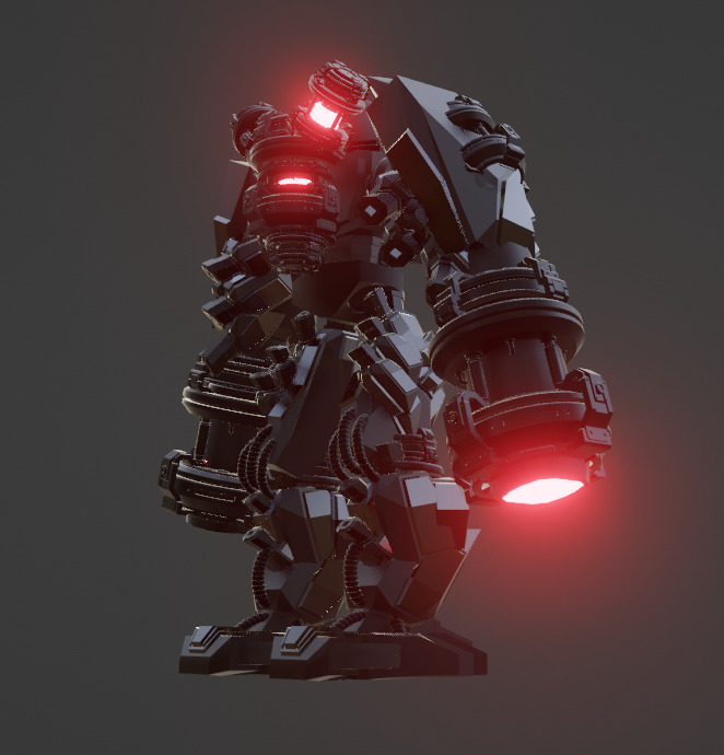 Rigged Sci-fi robot 01 3D model_2