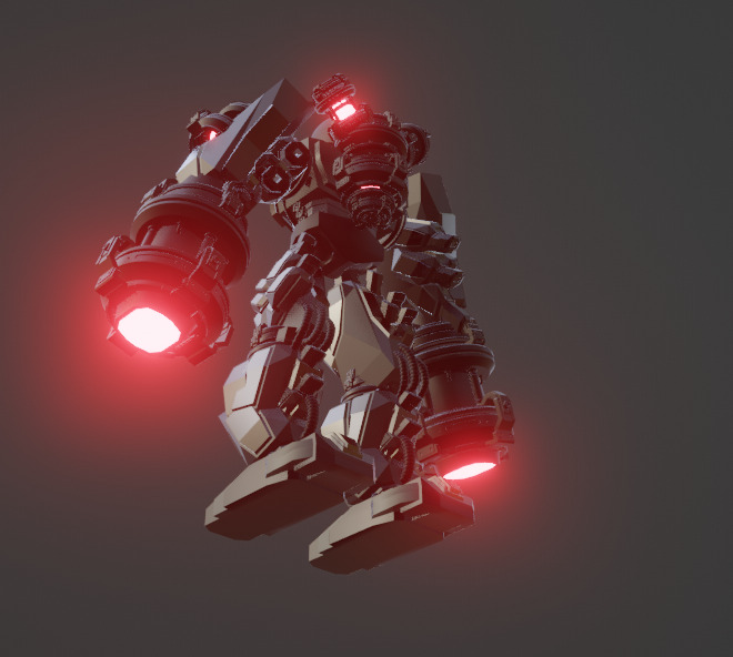 Rigged Sci-fi robot 01 3D model_1