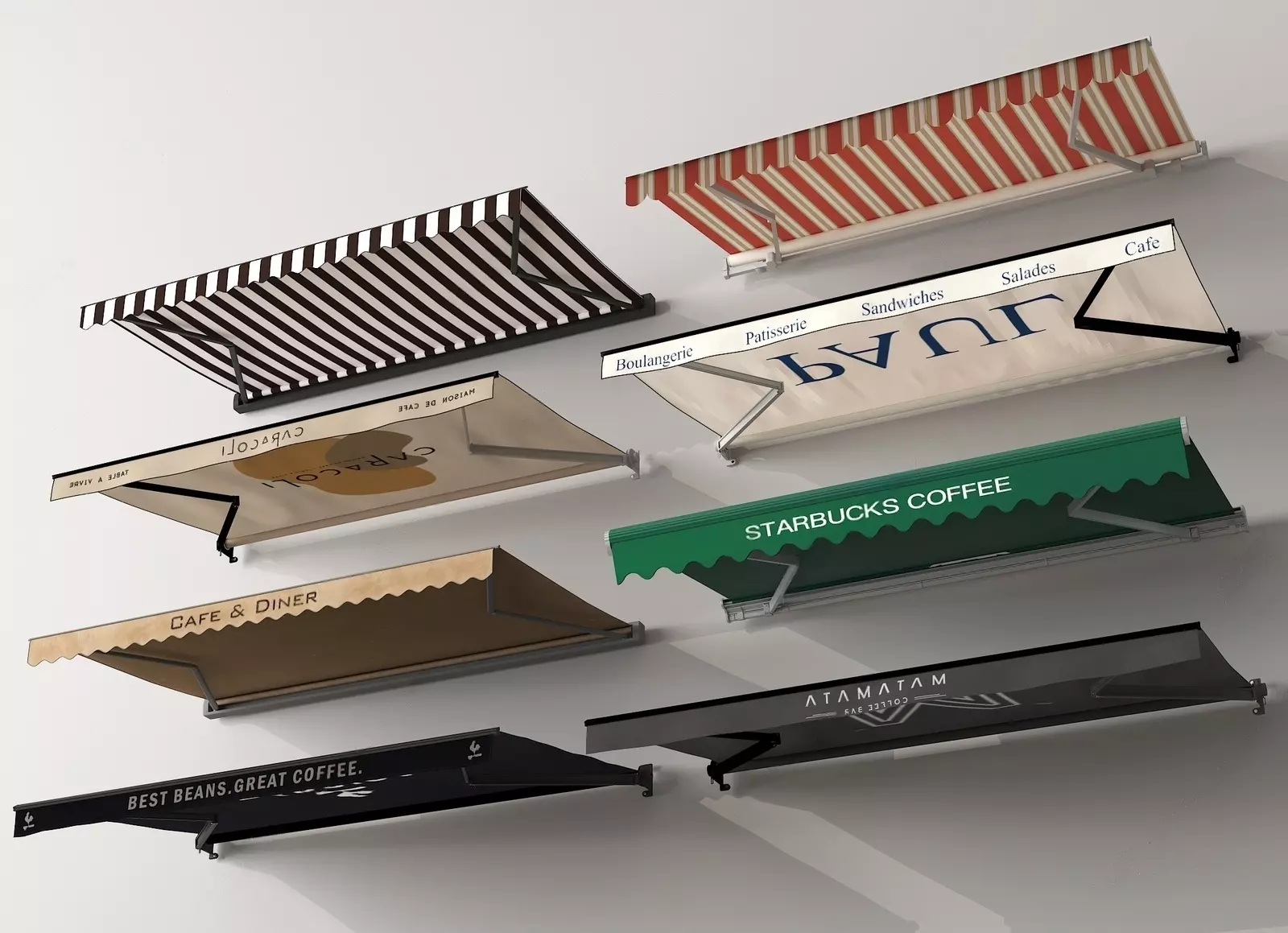 Awning set 3D model_0