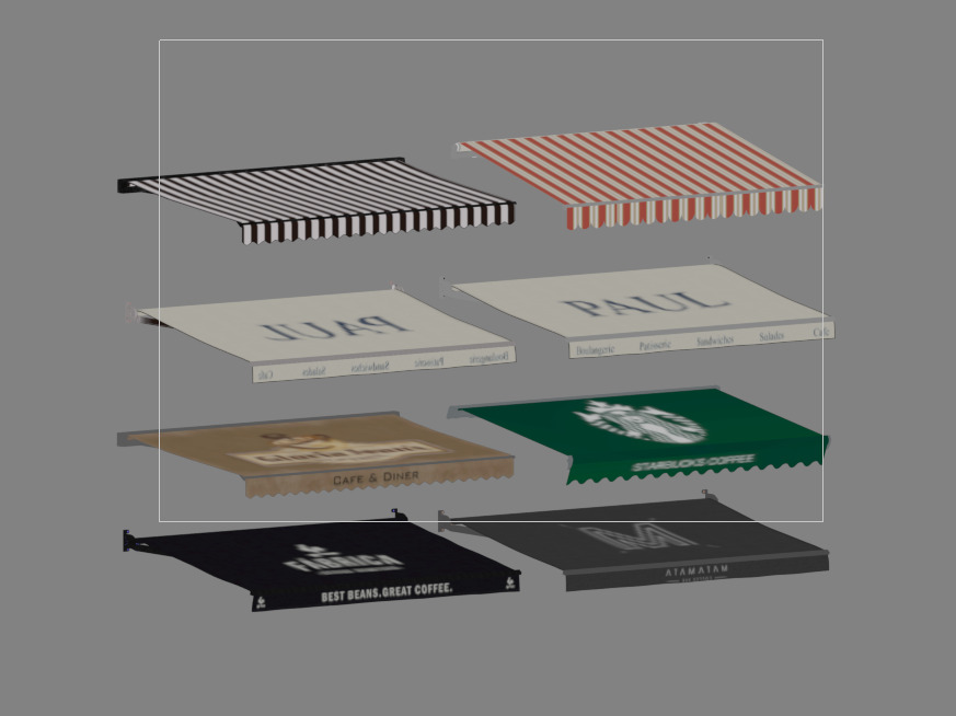 Awning set 3D model_2