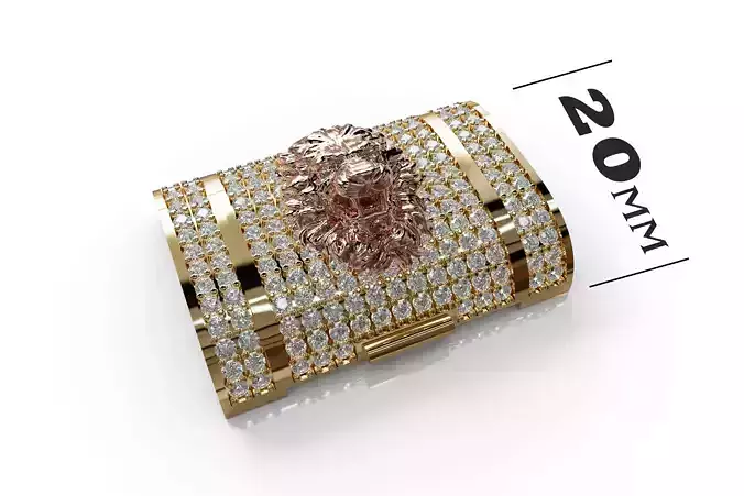 LION Diamond Lock Box for BRACELET - NECKLACE 20mm 3D print model
