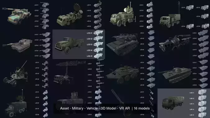Asset - Military - Vehicle - 3D Model - VR AR  3D Model Collection
