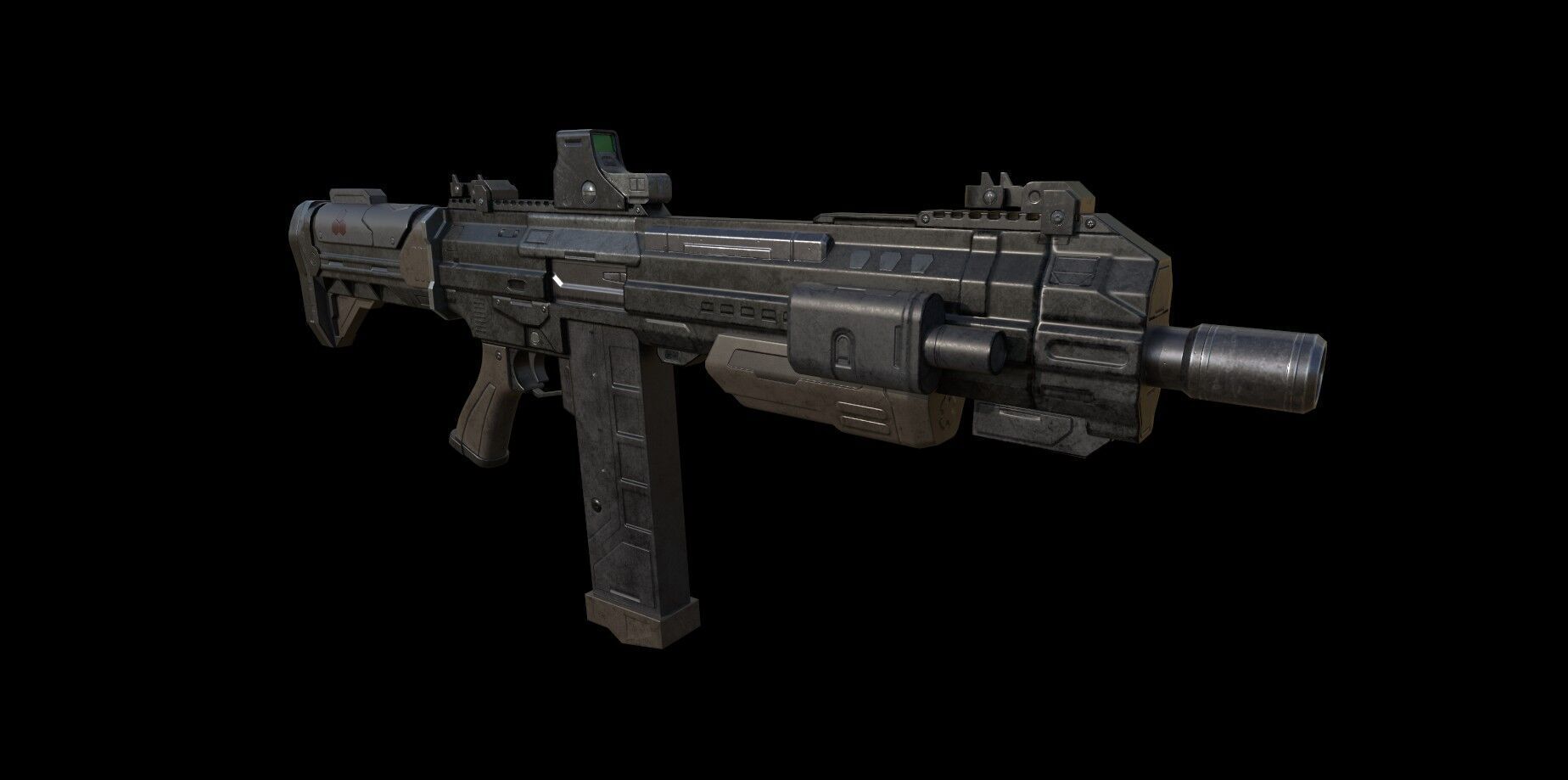 Sci-Fi Shotgun - SGR 12 Low poly model for games Low-poly 3D model_3