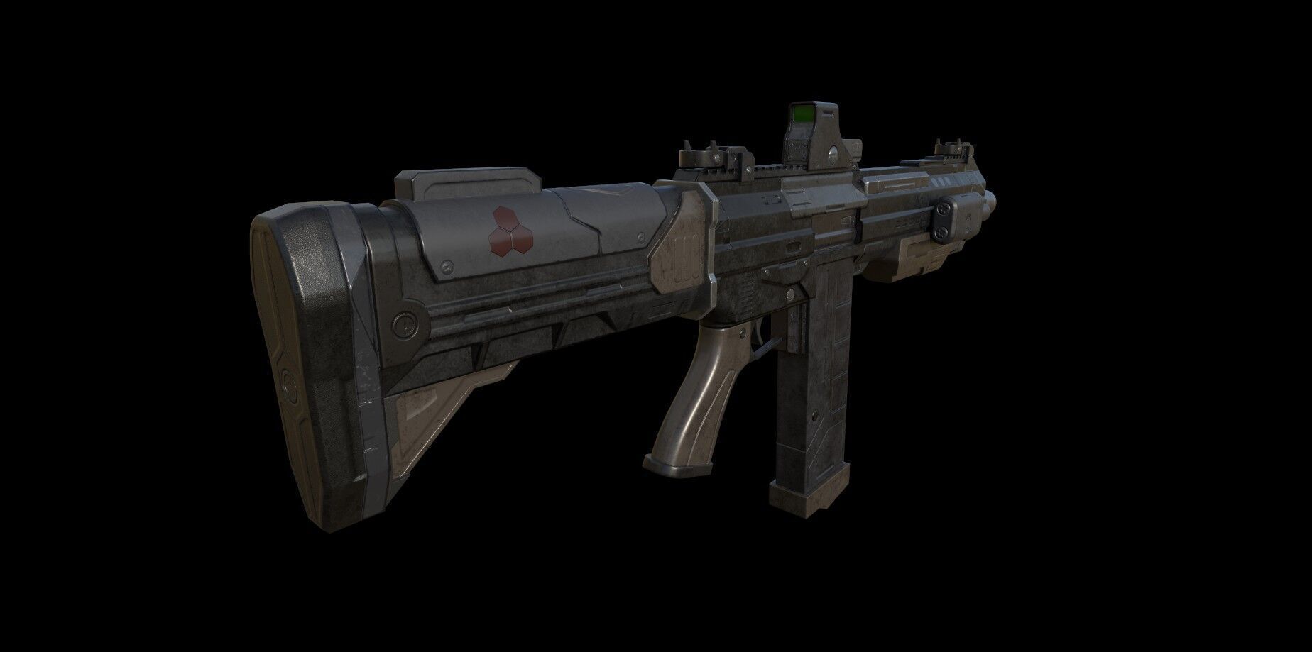 Sci-Fi Shotgun - SGR 12 Low poly model for games Low-poly 3D model_6