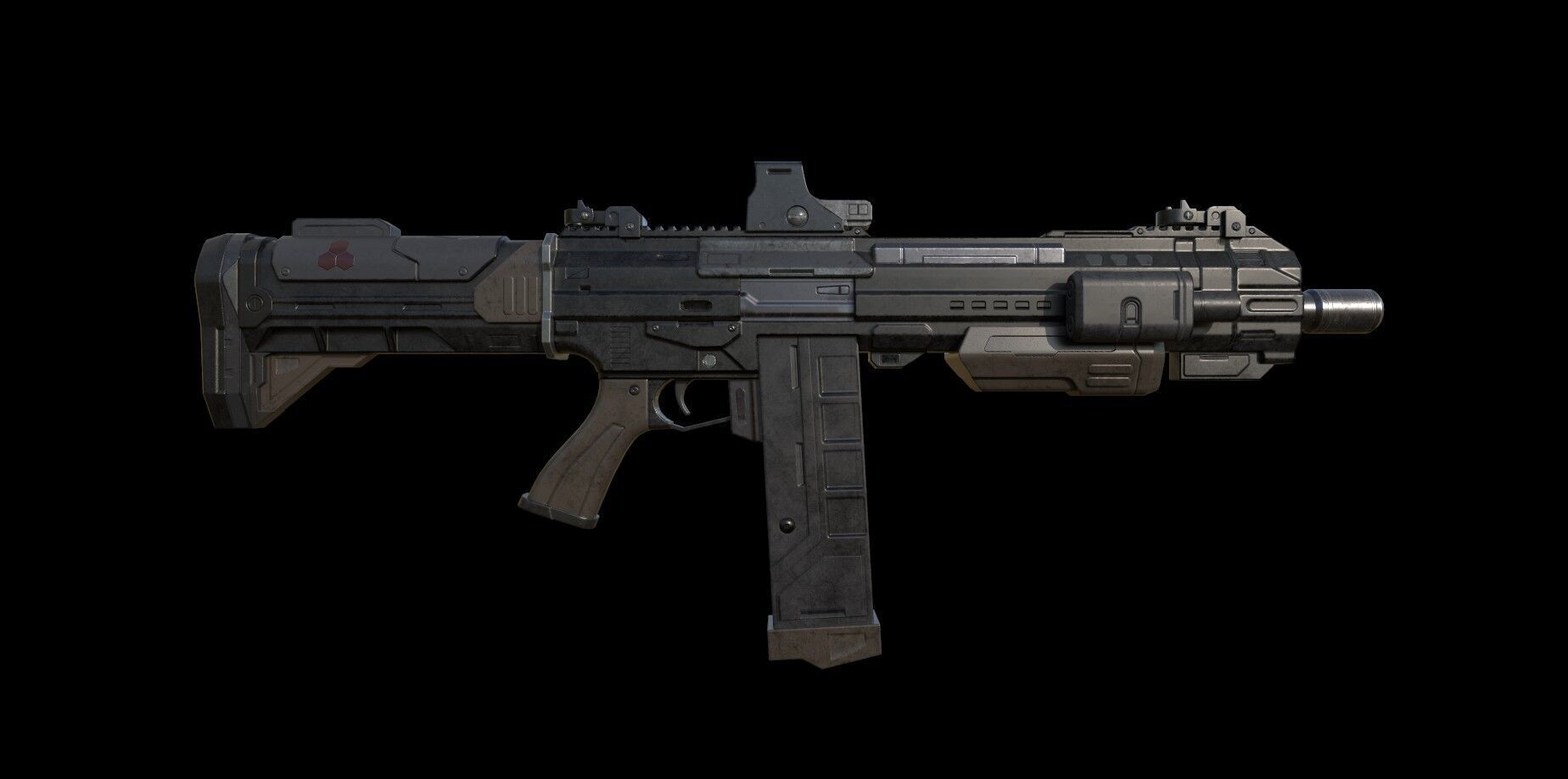 Sci-Fi Shotgun - SGR 12 Low poly model for games Low-poly 3D model_2