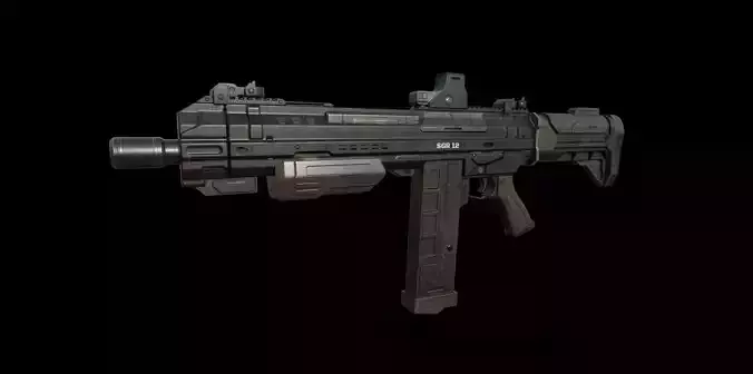Sci-Fi Shotgun - SGR 12 Low poly model for games