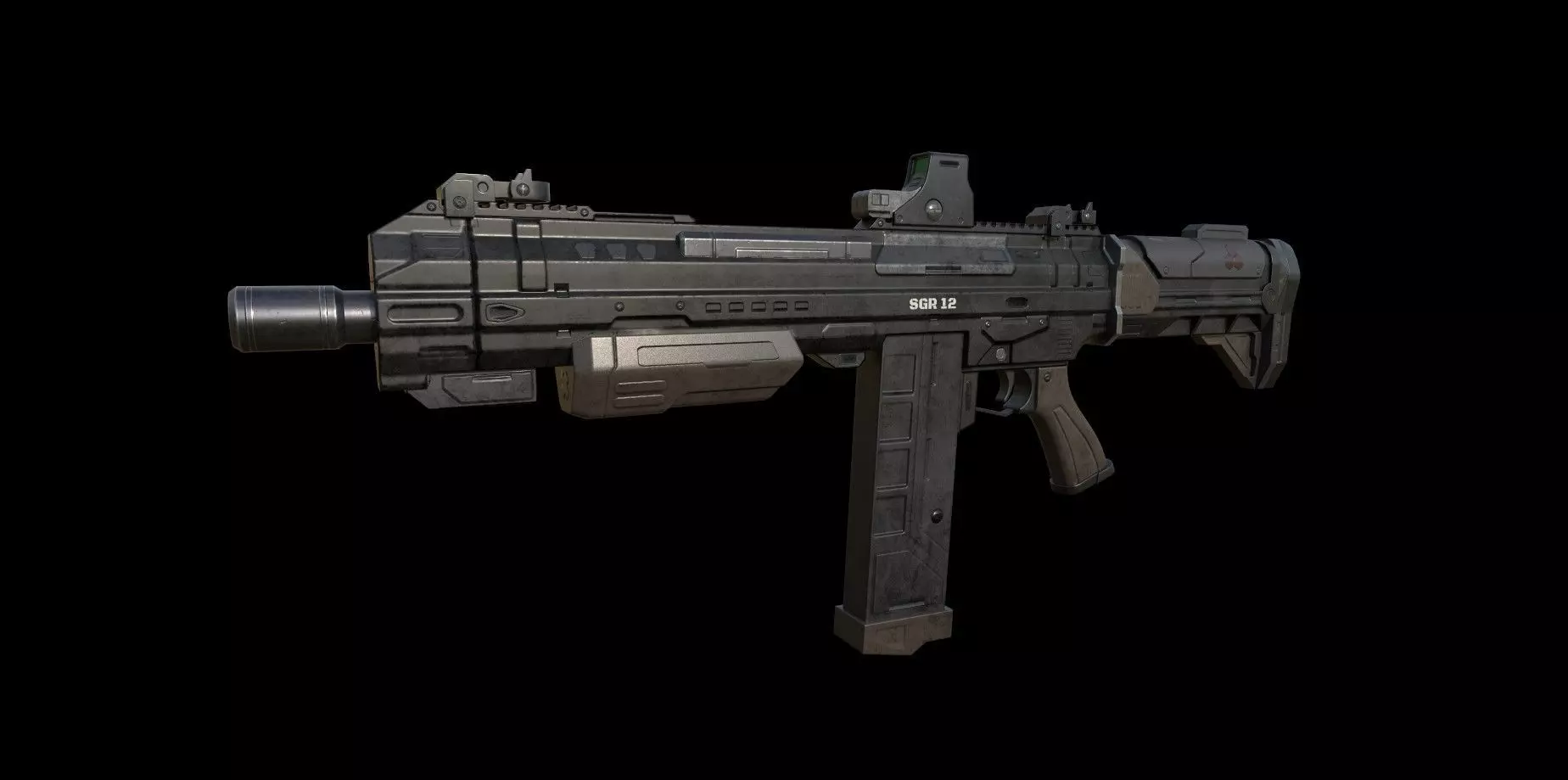 Sci-Fi Shotgun - SGR 12 Low poly model for games Low-poly 3D model_0