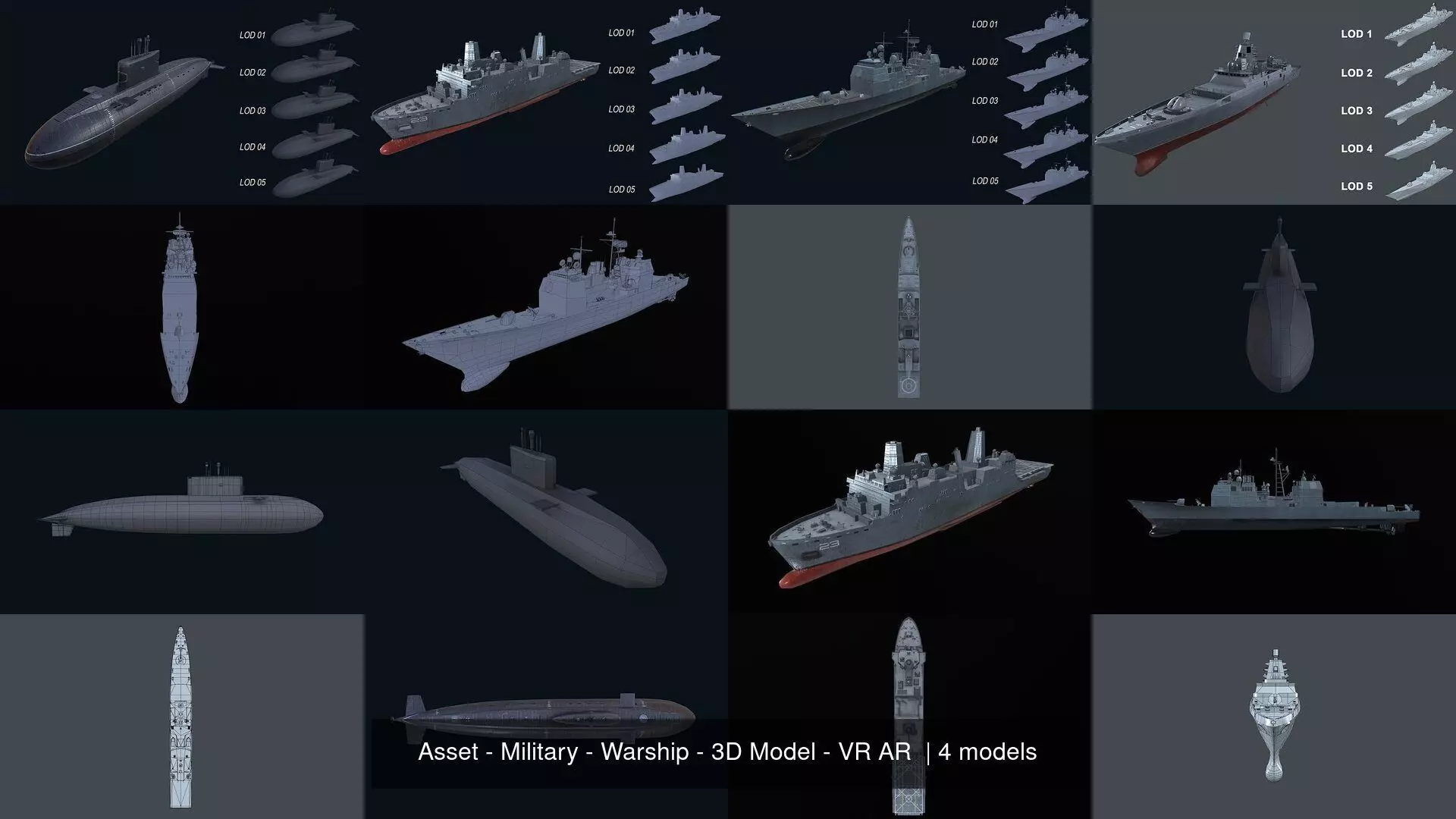 Asset - Military - Warship - 3D Model - VR AR  3D Model Collection_0