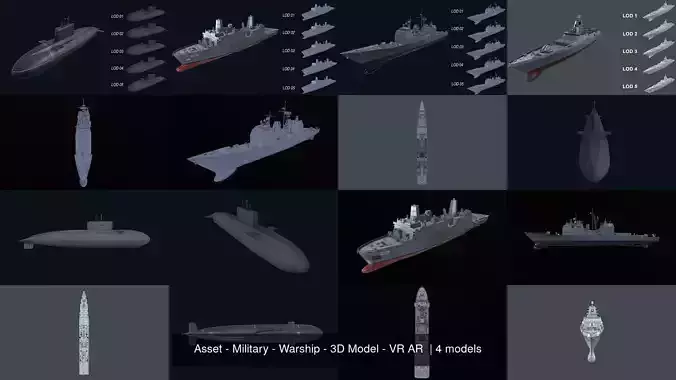 Asset - Military - Warship - 3D Model - VR AR  3D Model Collection