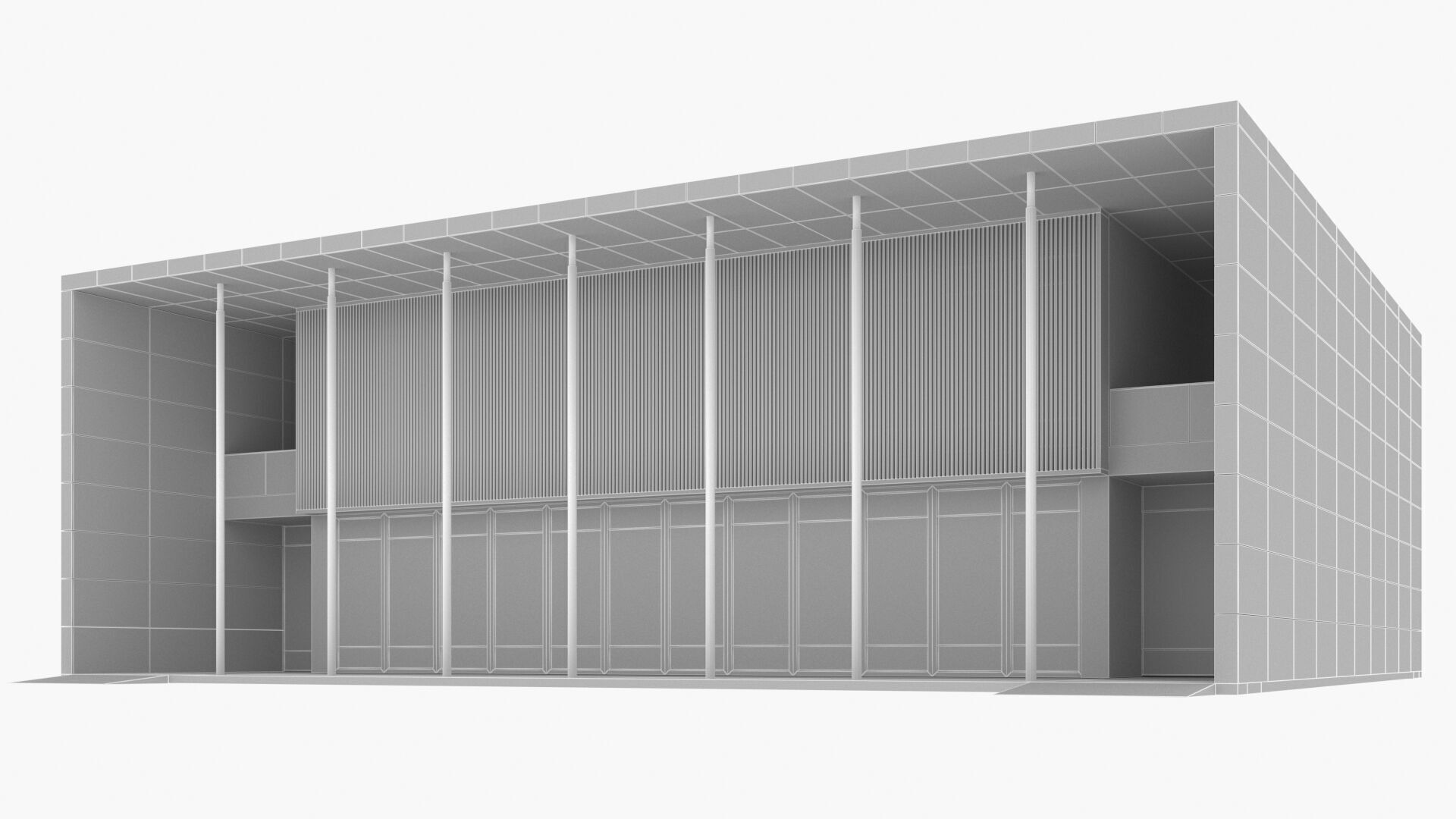 civic building Low-poly 3D model_8