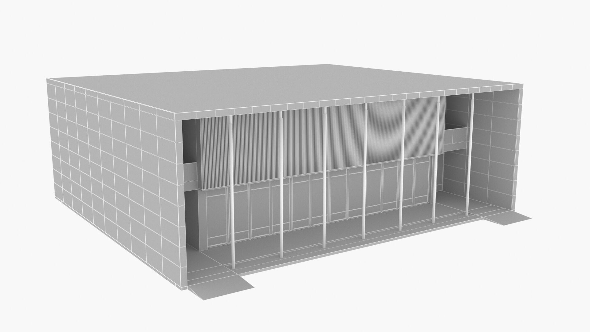 civic building Low-poly 3D model_9