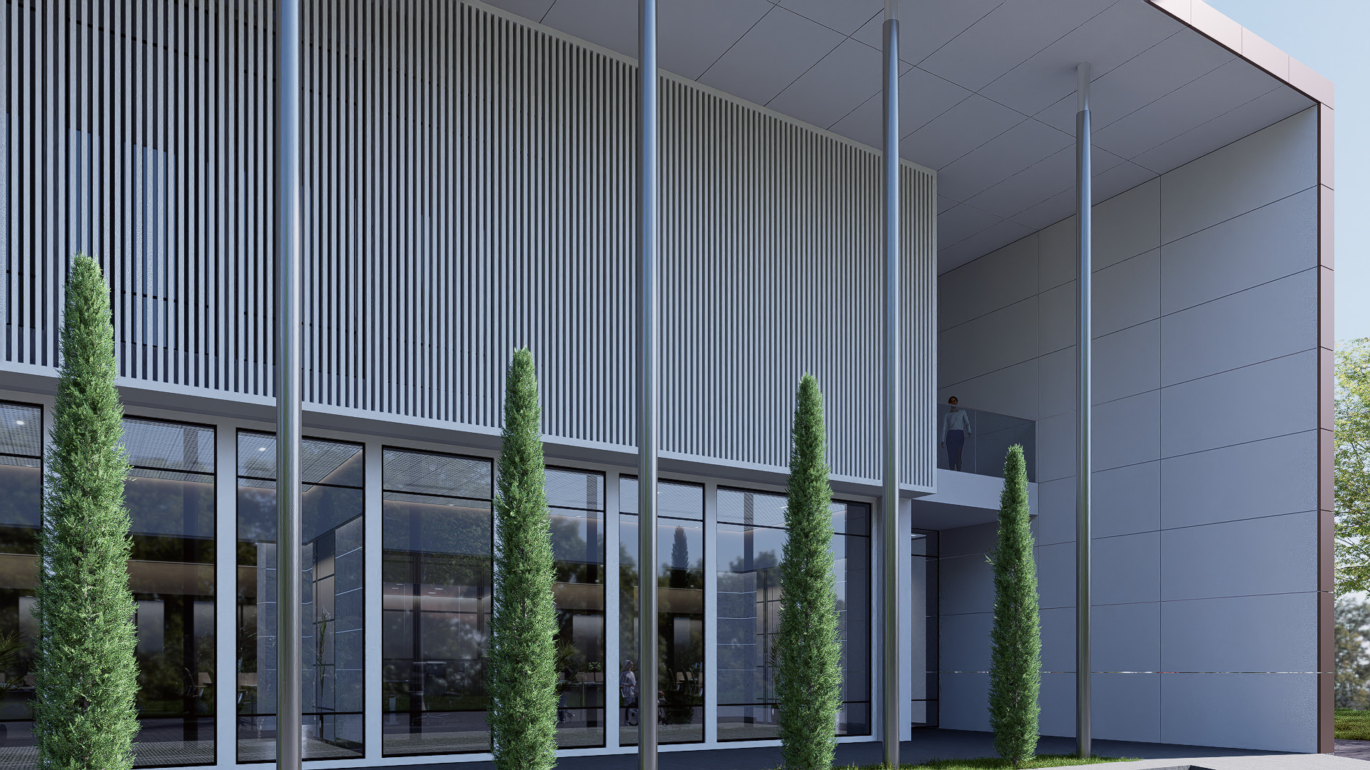 civic building Low-poly 3D model_1