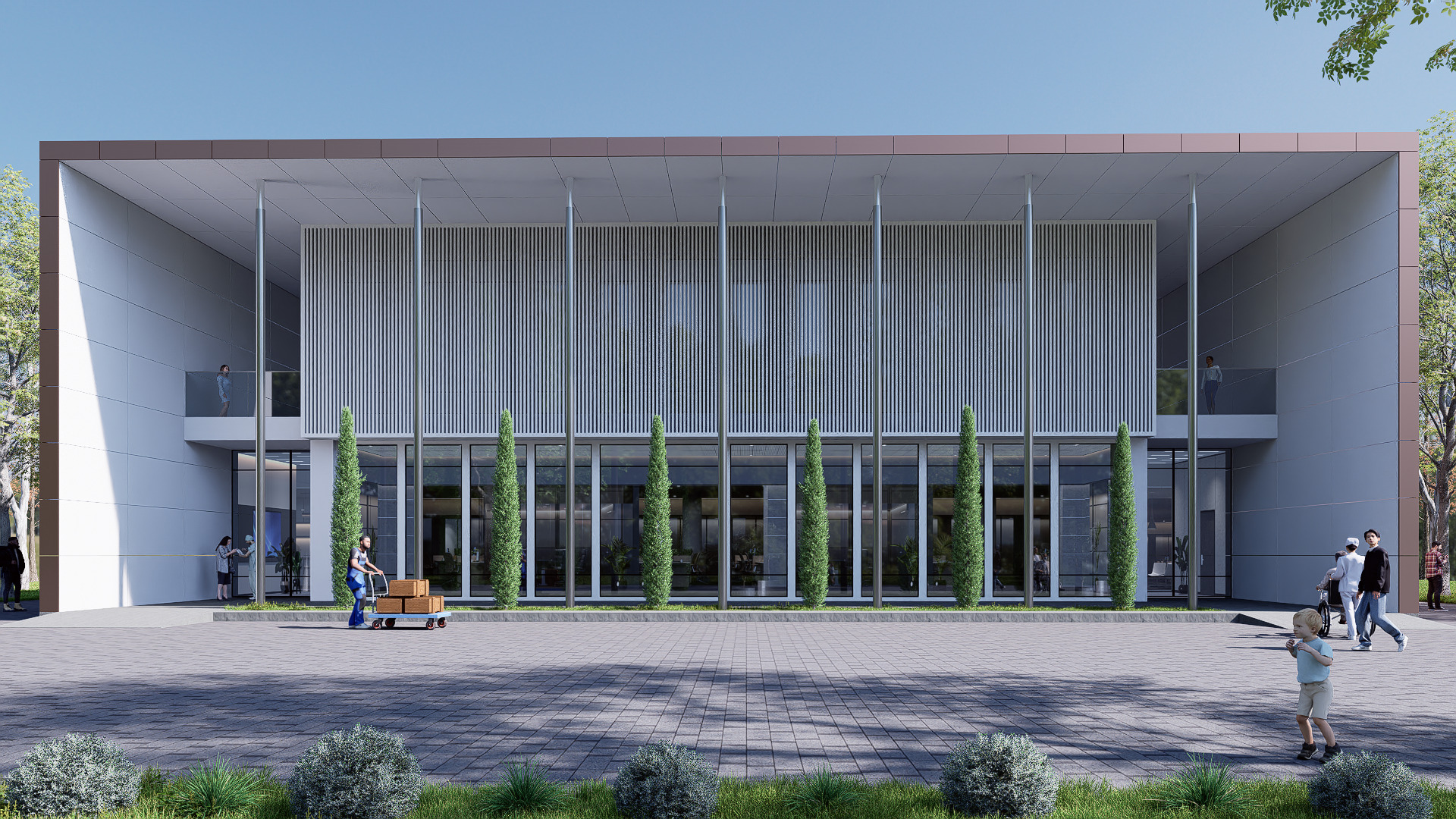 civic building Low-poly 3D model_2