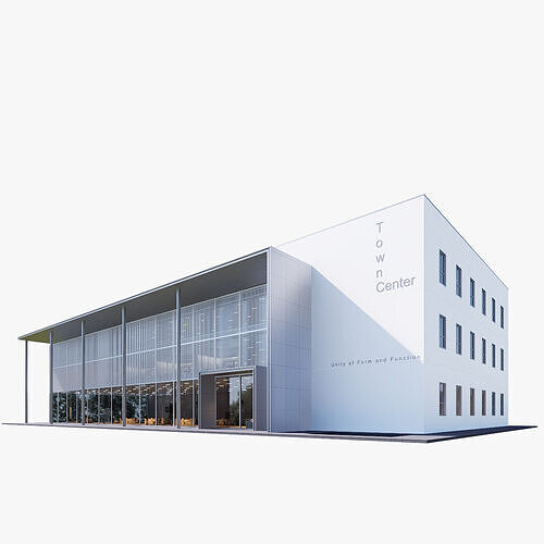 town center building Low-poly 3D model 7