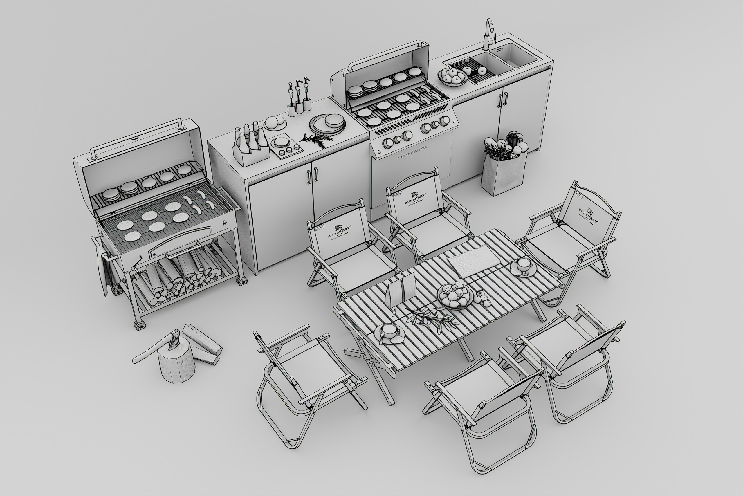 Barbecue grill 3D model 3D model_5
