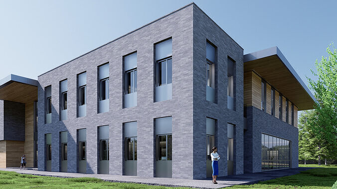 civic building Low-poly 3D model 5