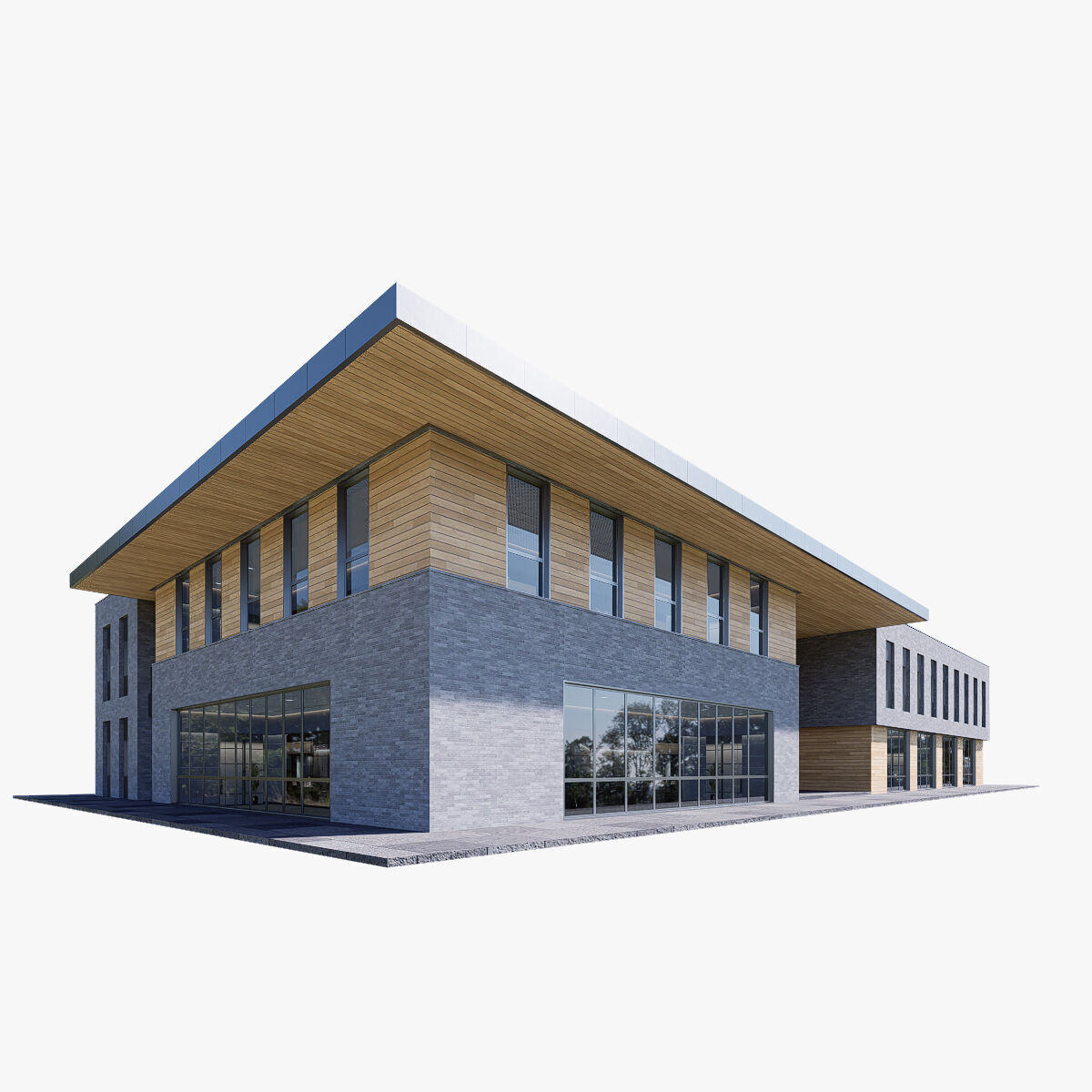 civic building Low-poly 3D model_2