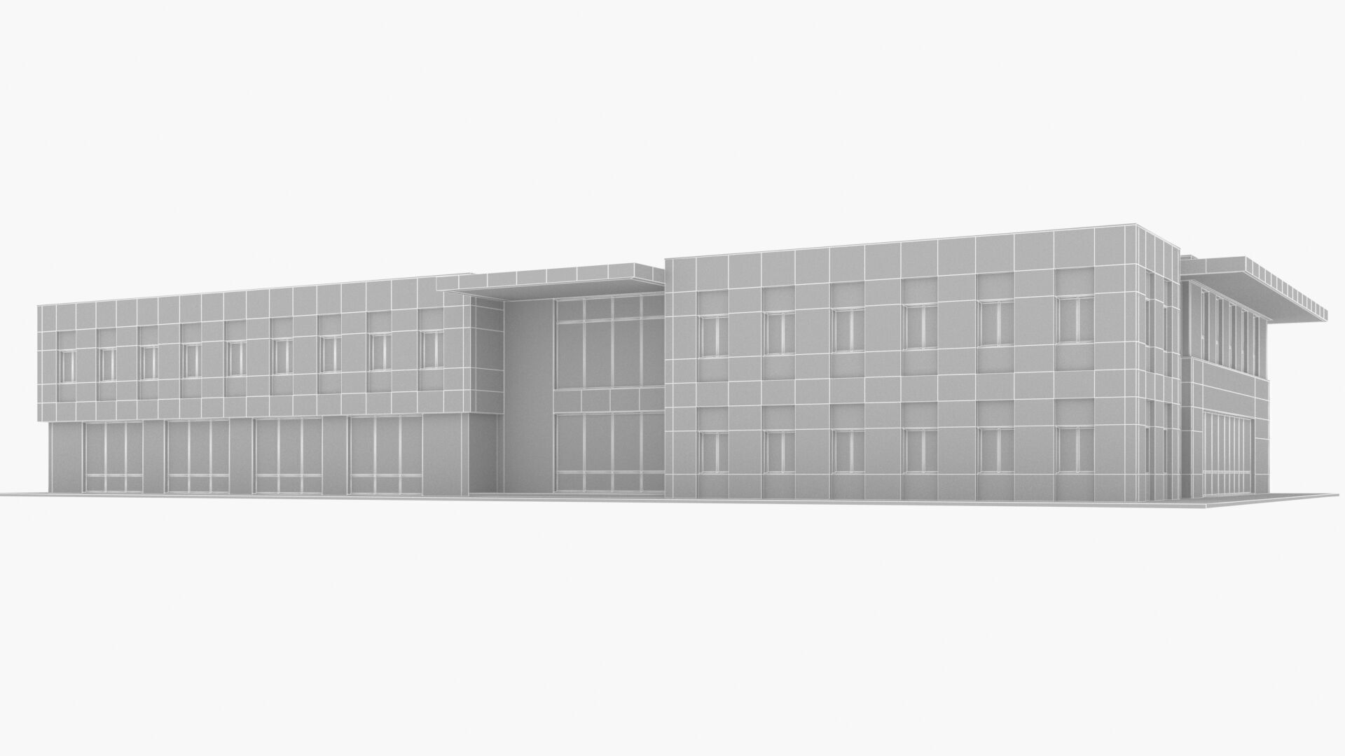 civic building Low-poly 3D model_15