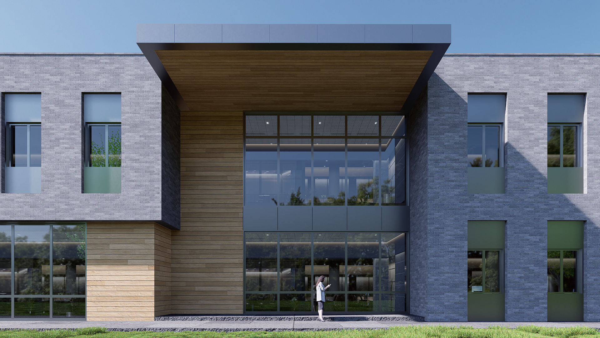 civic building Low-poly 3D model_1