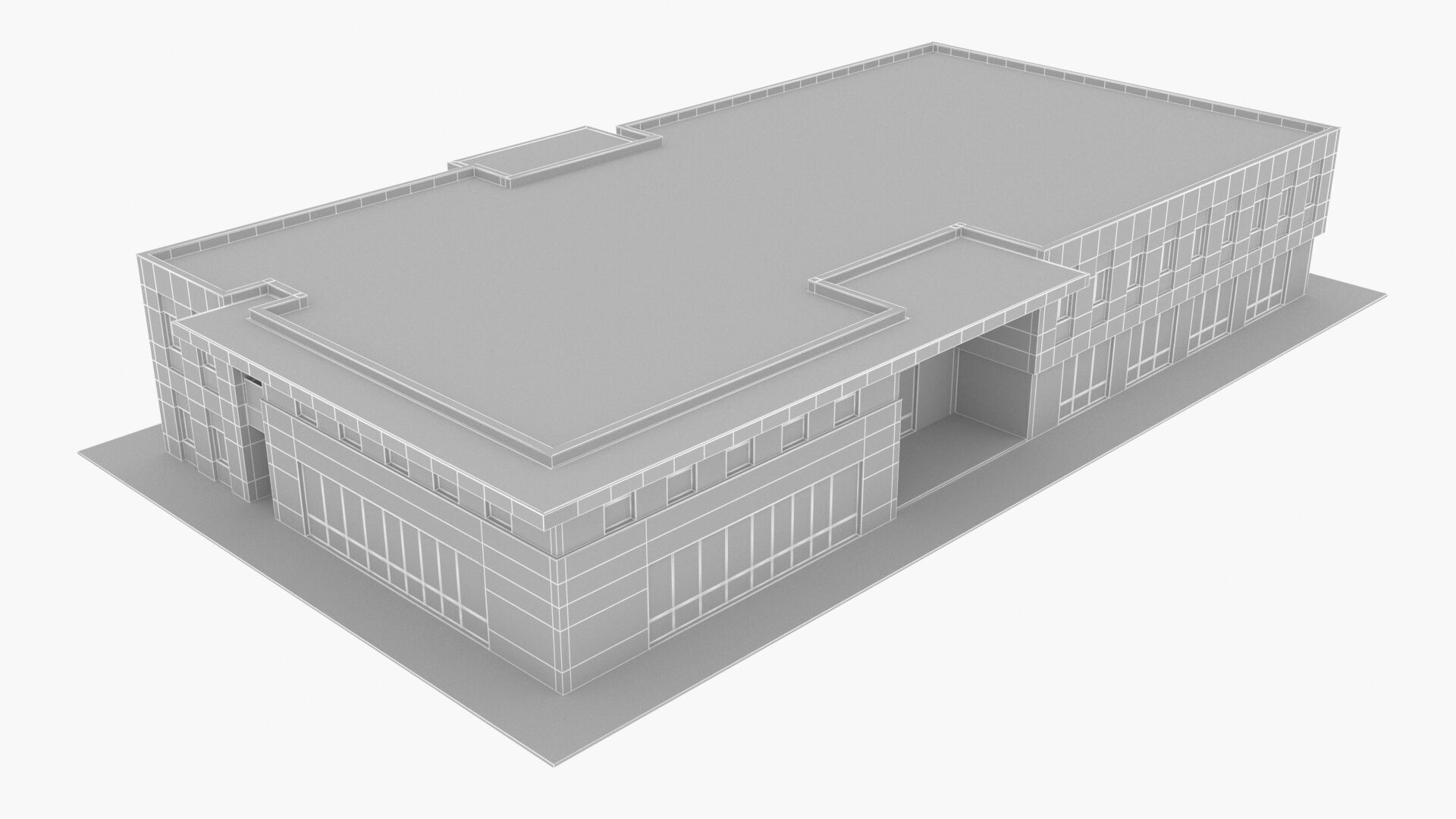 civic building Low-poly 3D model_11