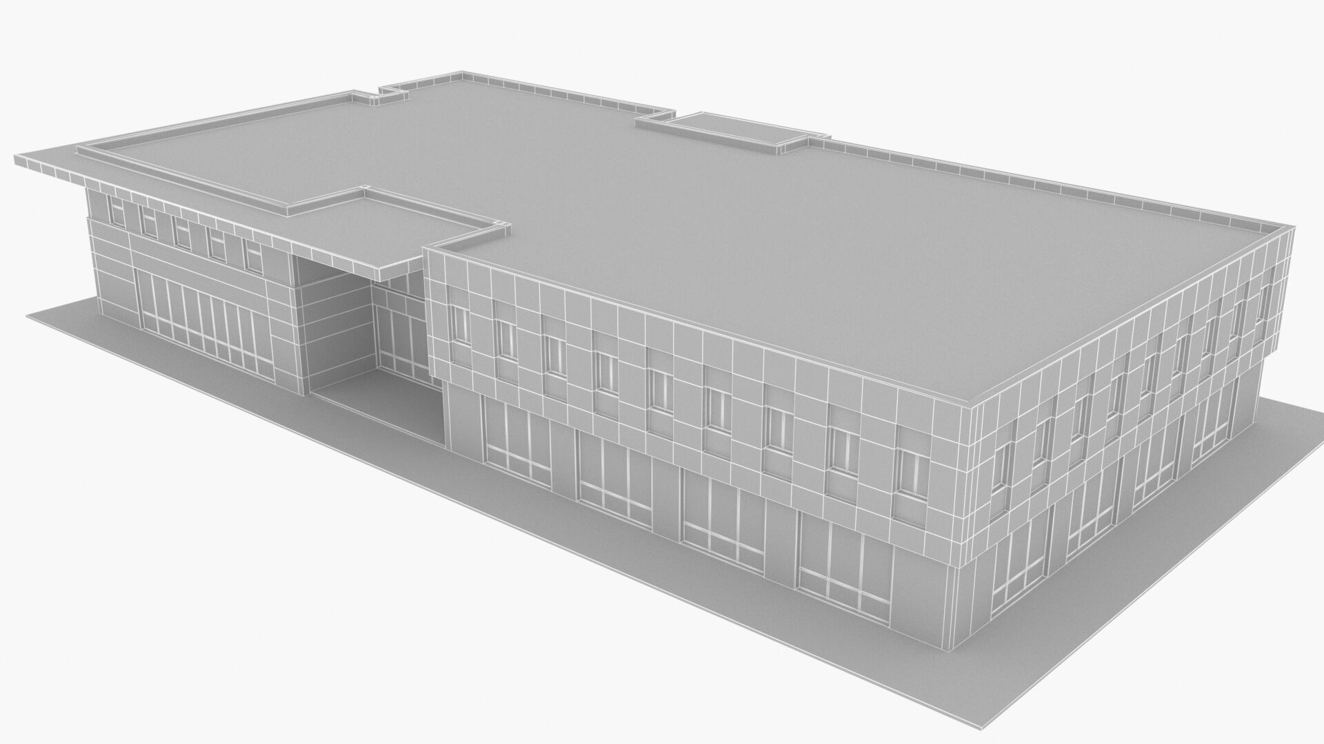 civic building Low-poly 3D model_9