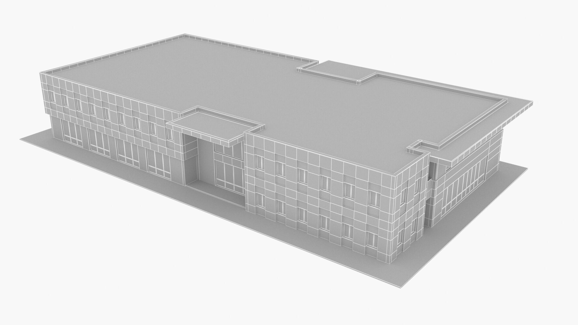 civic building Low-poly 3D model_12