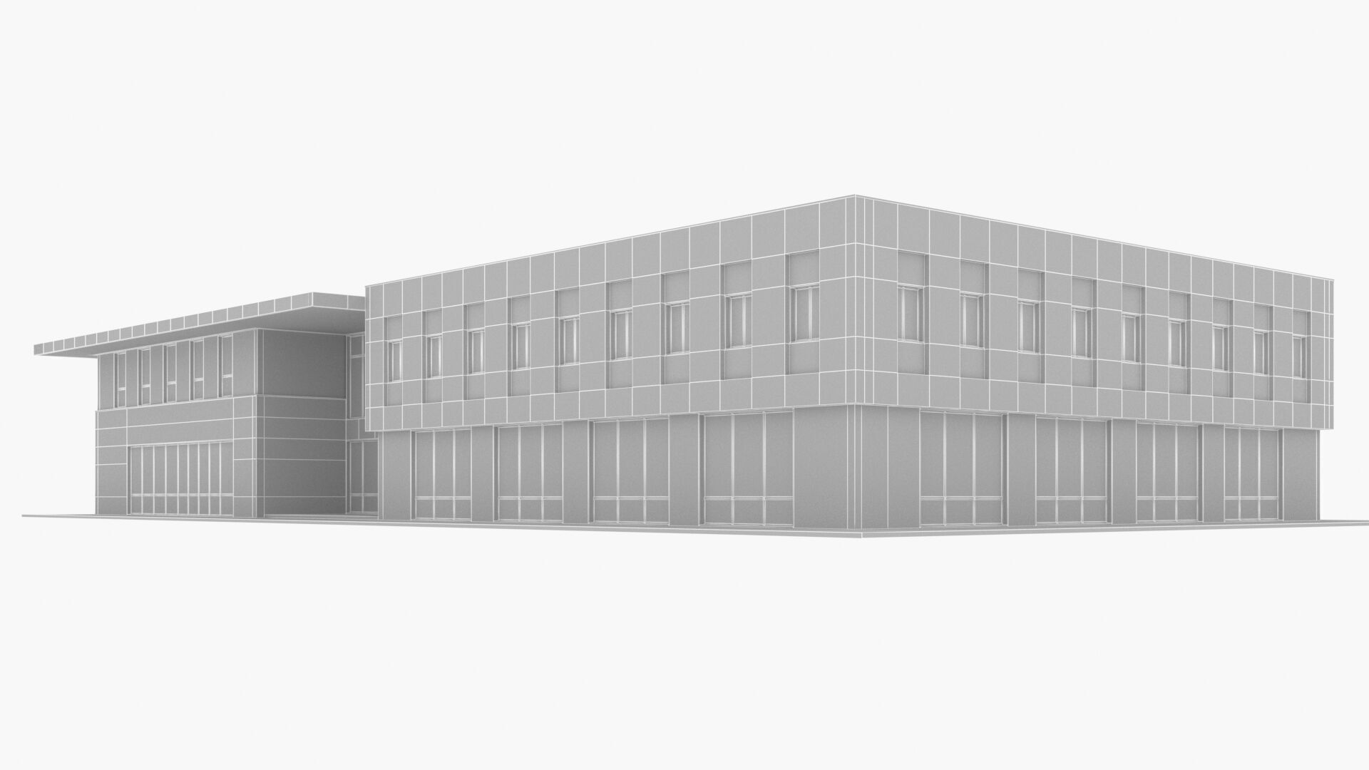 civic building Low-poly 3D model_14