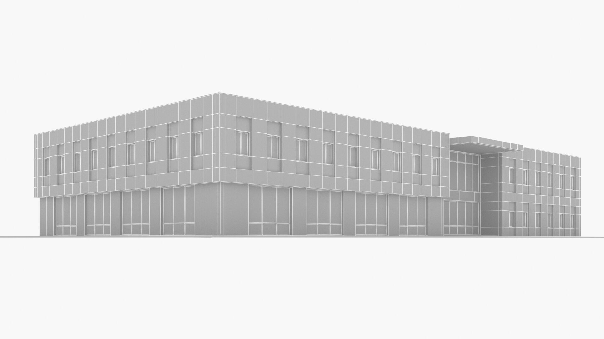 civic building Low-poly 3D model_10