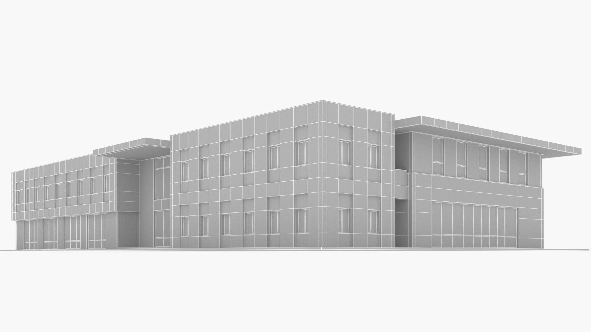 civic building Low-poly 3D model_13