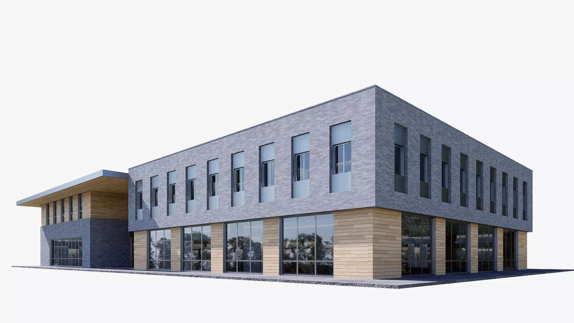 civic building Low-poly 3D model_0