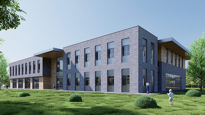 civic building Low-poly 3D model 6