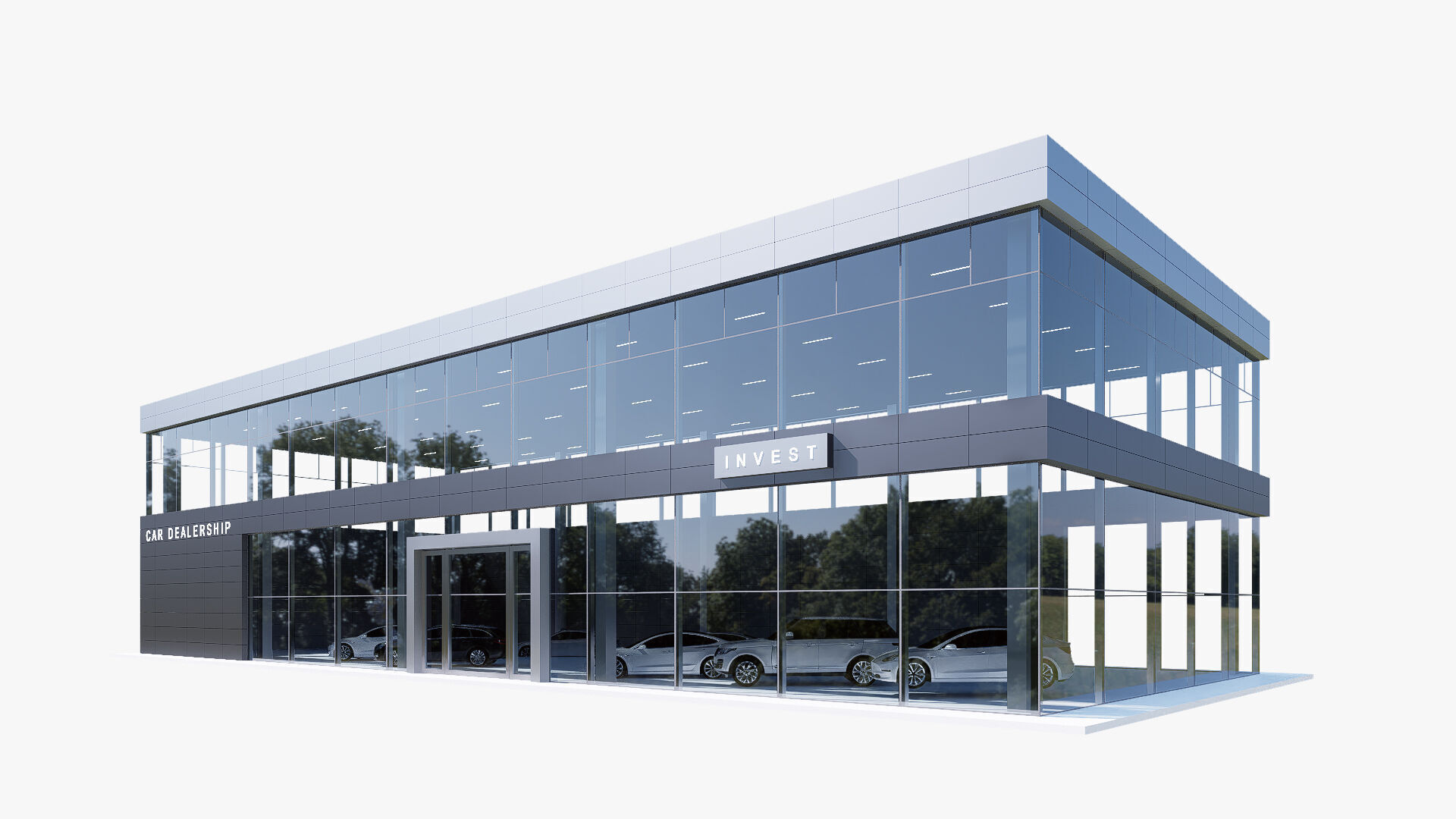 car dealership Low-poly 3D model_6