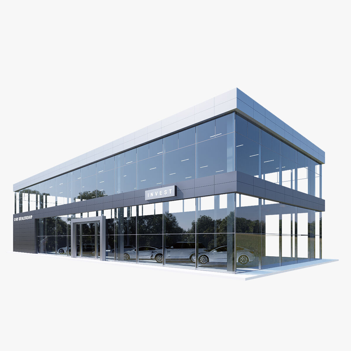 car dealership Low-poly 3D model_1