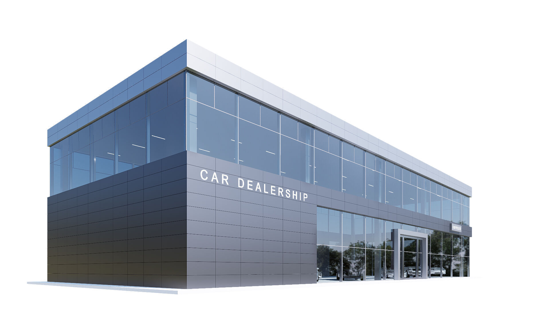 car dealership Low-poly 3D model_3