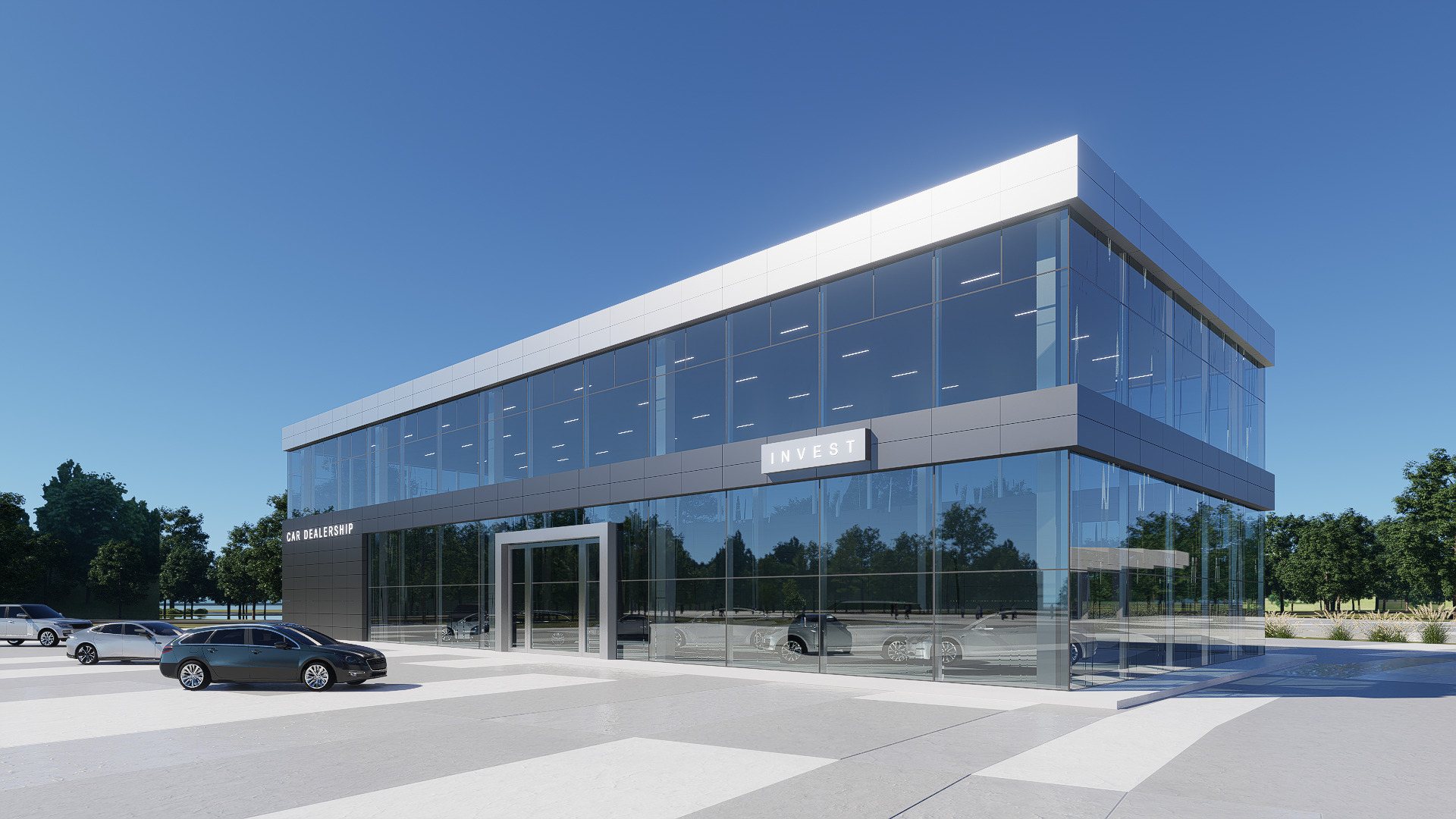 car dealership Low-poly 3D model_7