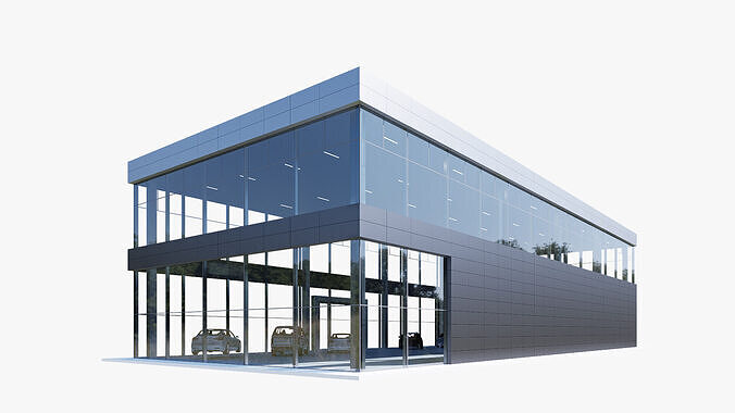 car dealership Low-poly 3D model 6