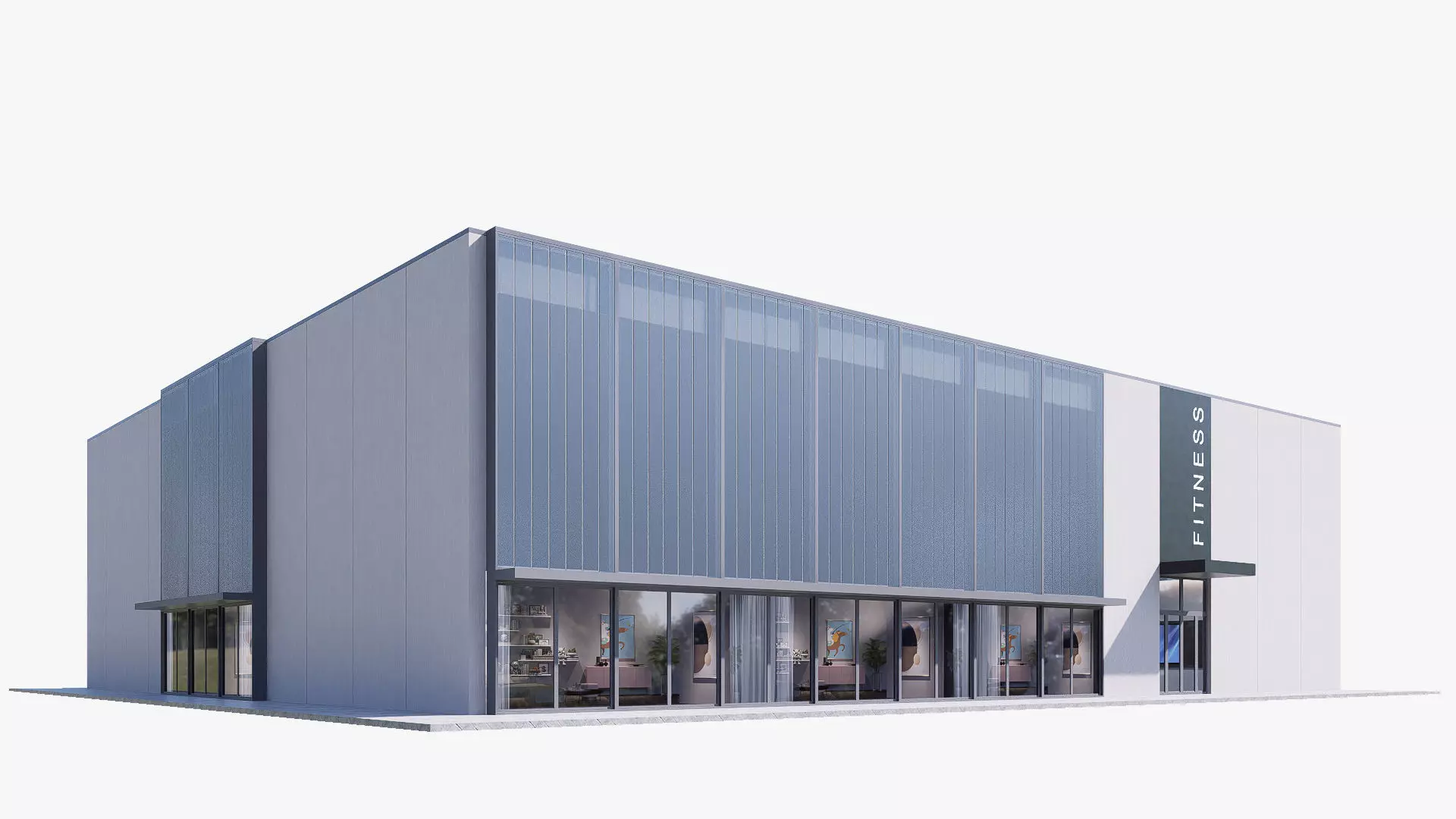 fitness gym Low-poly 3D model_0