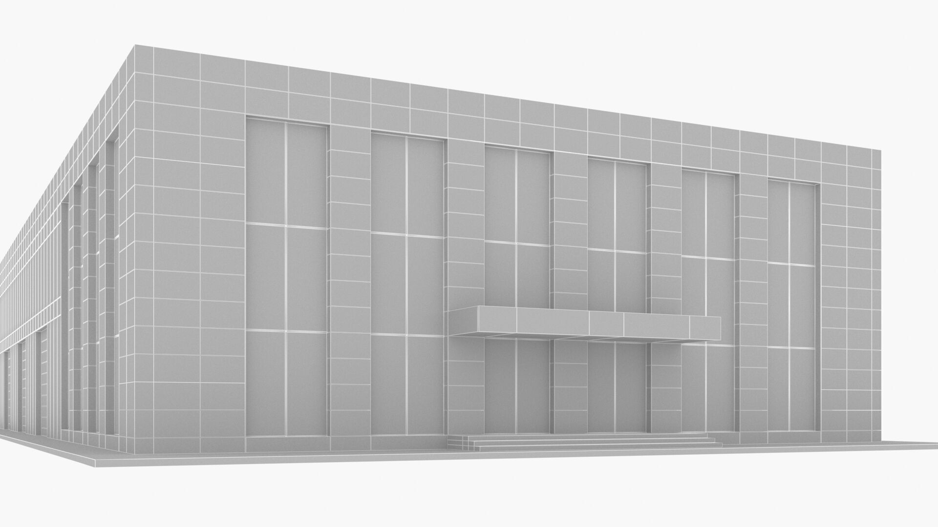 industrial warehouse Low-poly 3D model_8