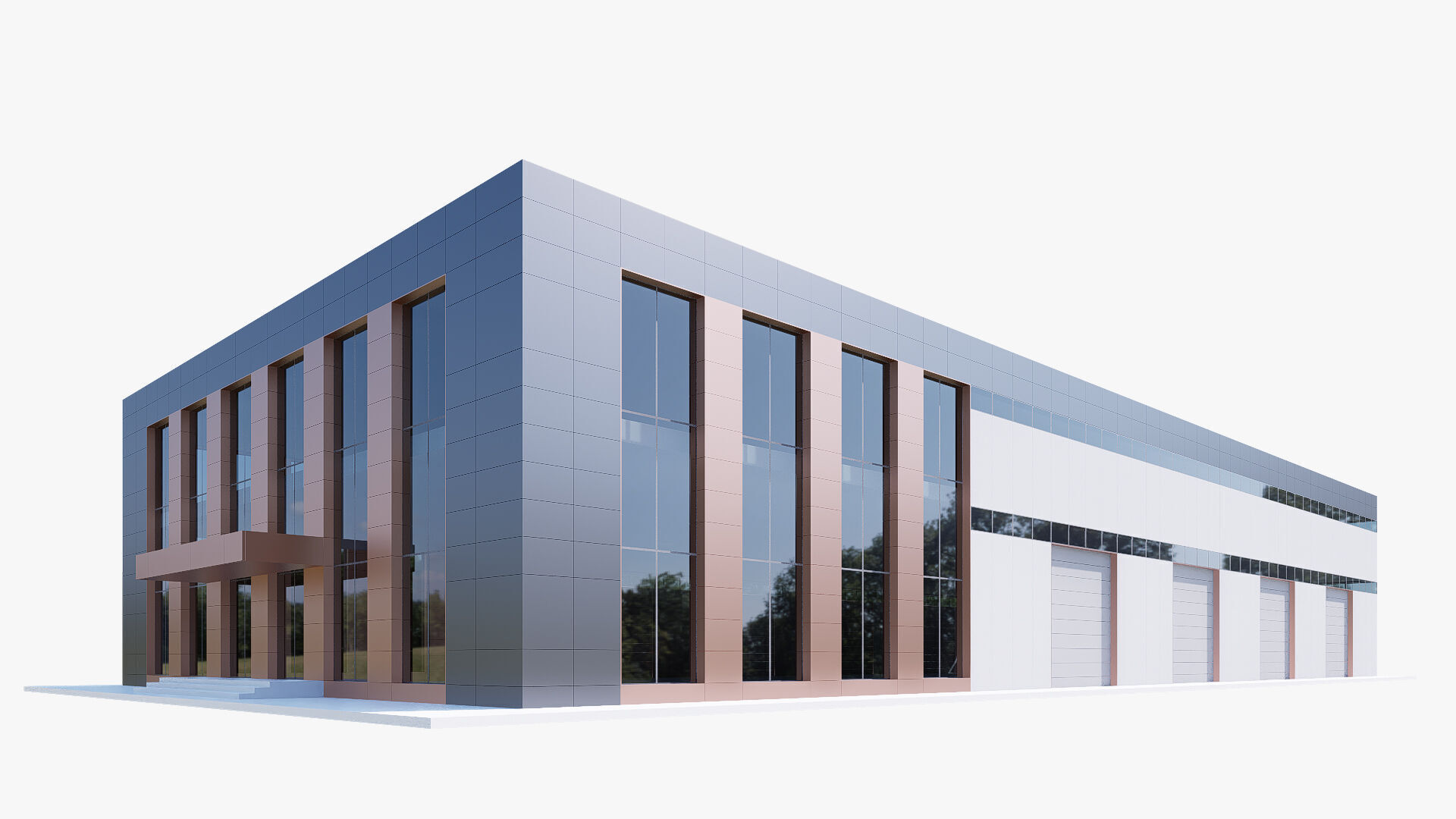 industrial warehouse Low-poly 3D model_1