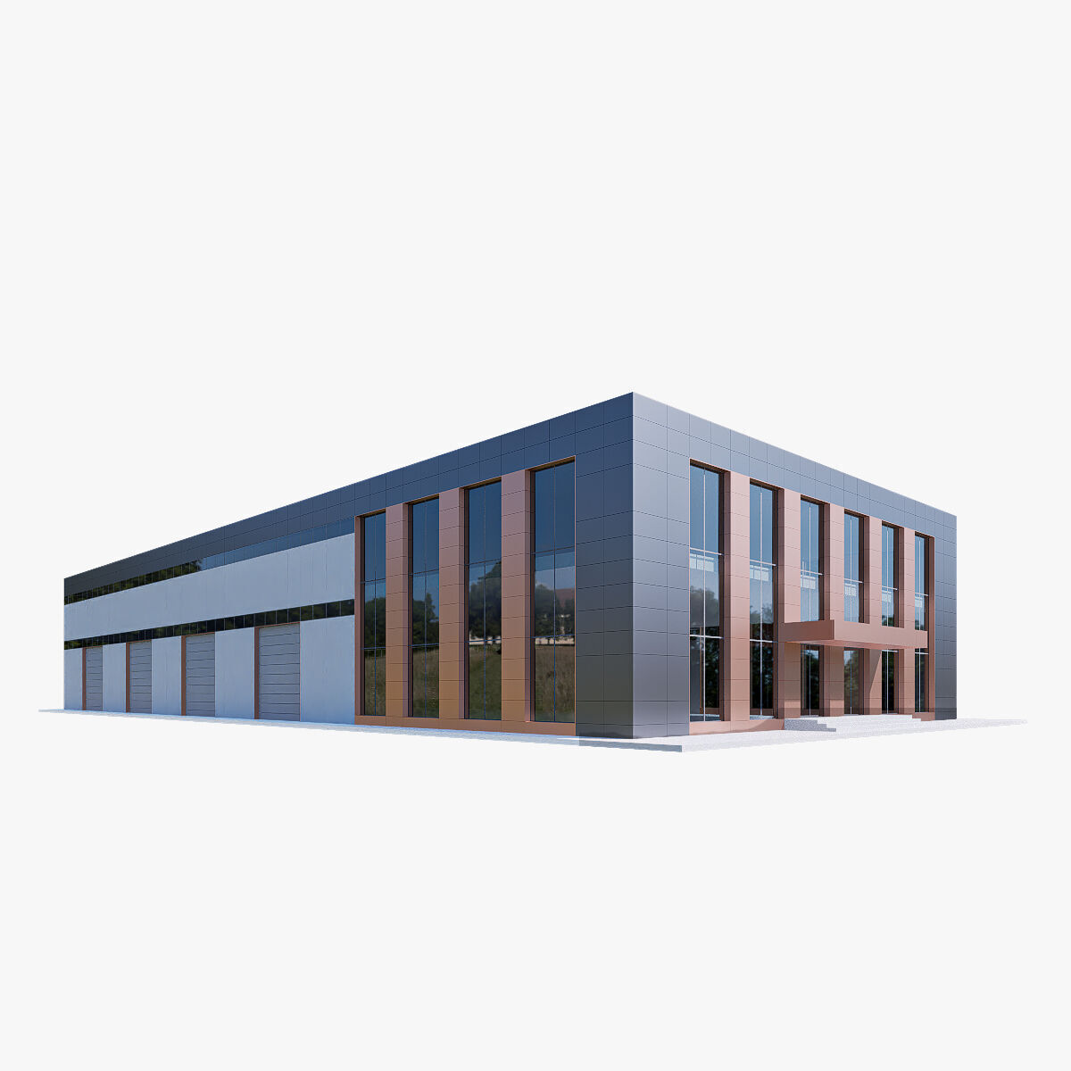 industrial warehouse Low-poly 3D model_5