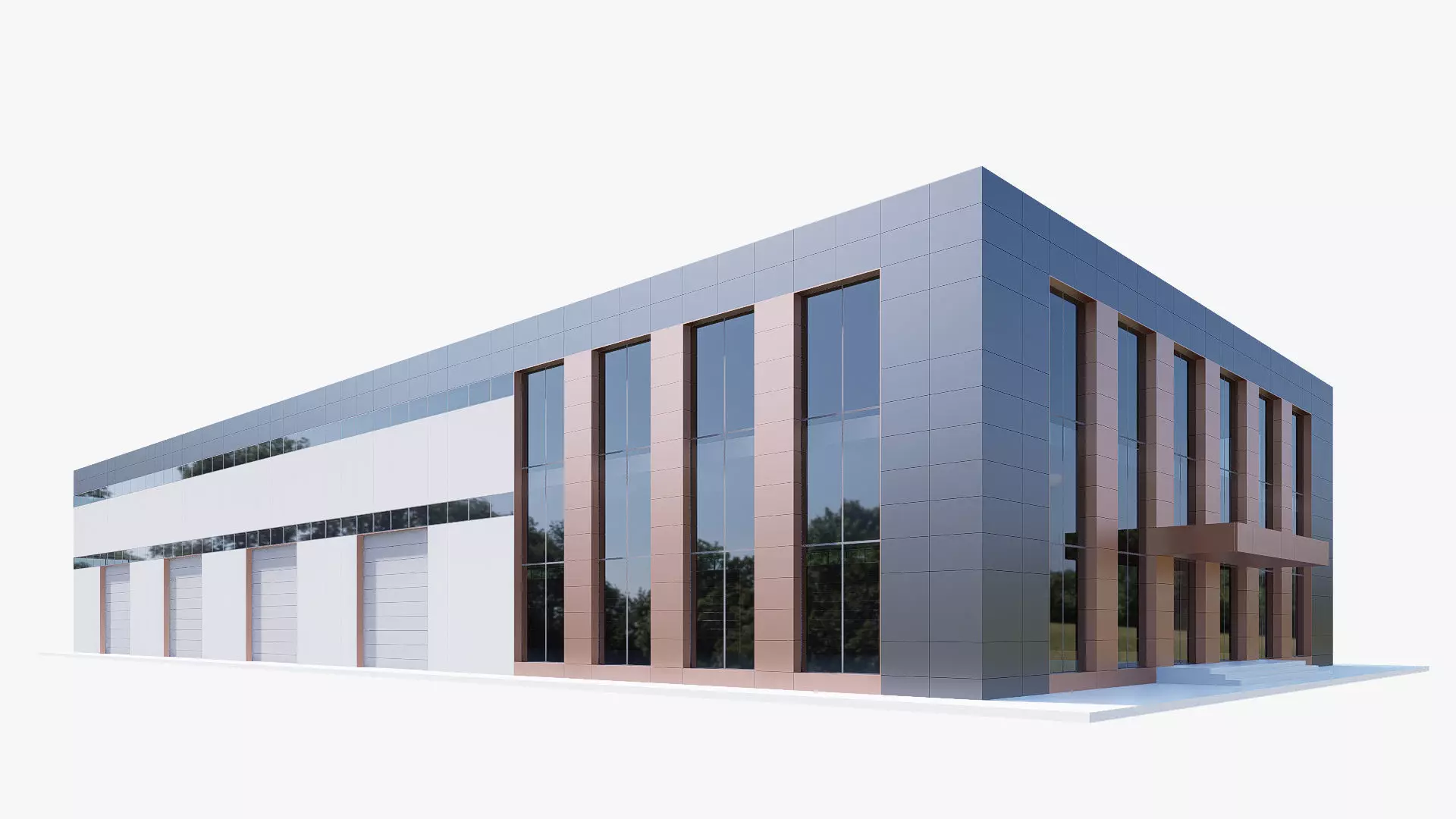 industrial warehouse Low-poly 3D model_0